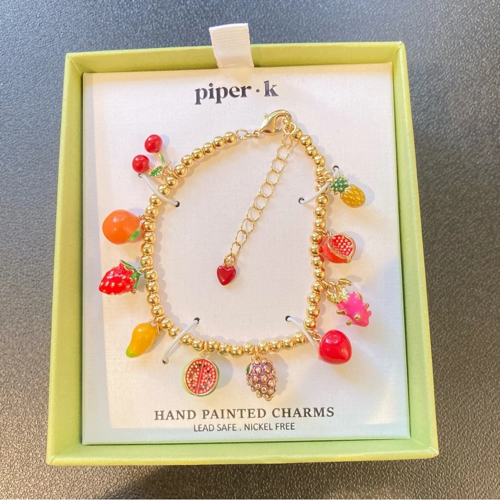 Piper K fruit charm bracelet viral summer tropical cherry strawberry - Picture 3 of 11